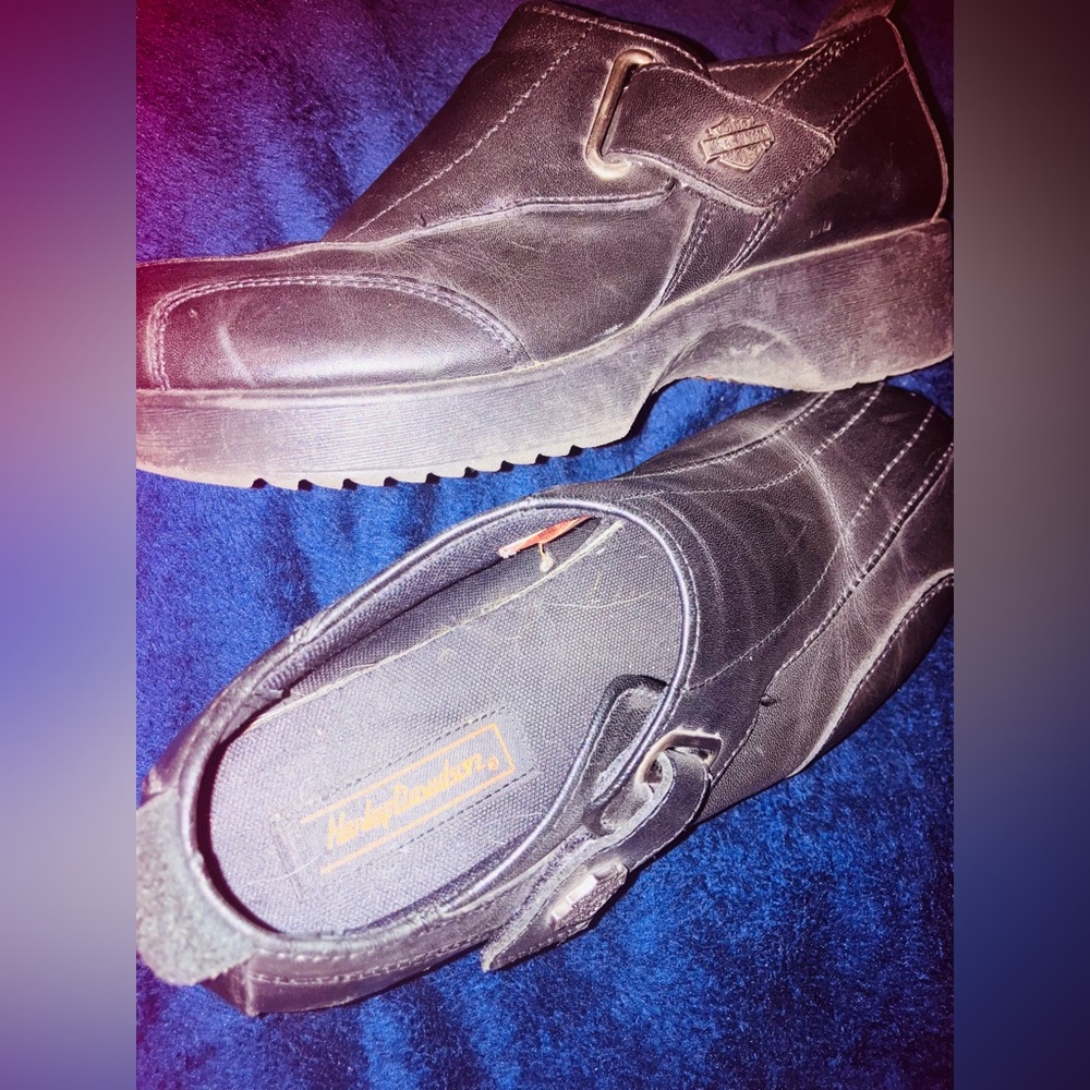 Harley Davidson Ladies leather shoes size 7.5 women’s used black